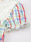 Girls Back To School Dog Plaid Twirl Dress - 4