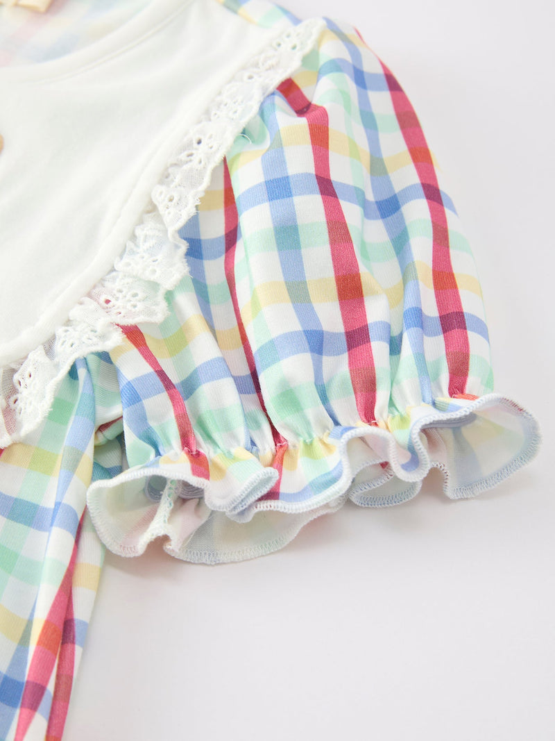Girls Back To School Dog Plaid Twirl Dress - 4