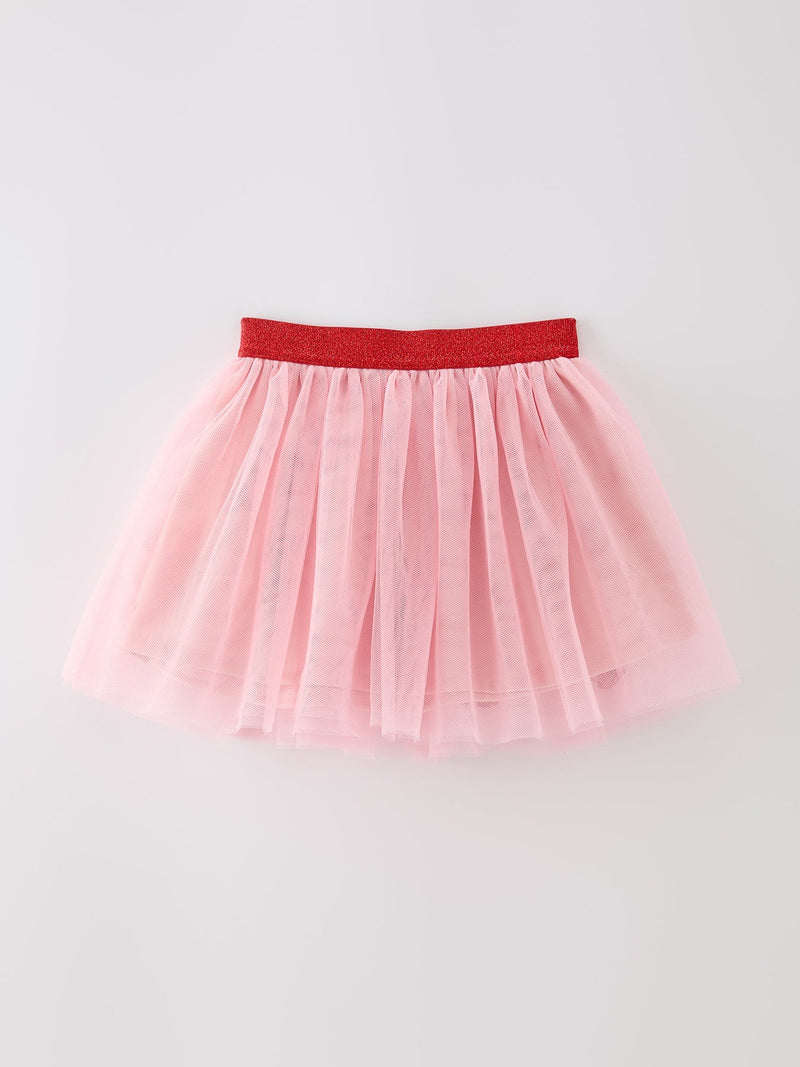 Back To School Apple Bow Girls Skirt Tulle Sequin Applique - 2