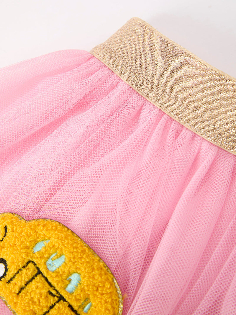 Back To School School Bus Girls Skirt Tulle Applique Skirt - 3