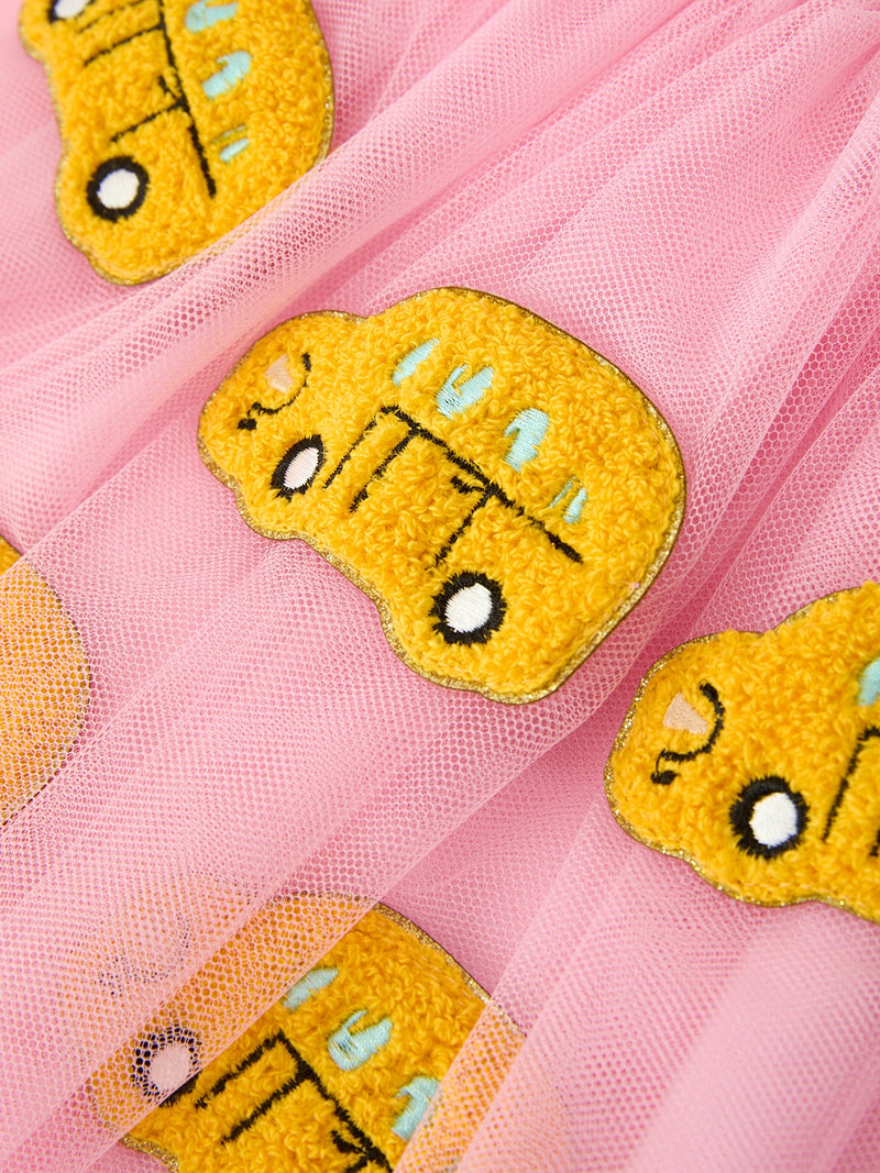 Back To School School Bus Girls Skirt Tulle Applique Skirt - 4