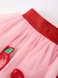 Back To School Apple Bow Girls Skirt Tulle Sequin Applique - 3
