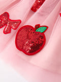 Back To School Apple Bow Girls Skirt Tulle Sequin Applique - 4