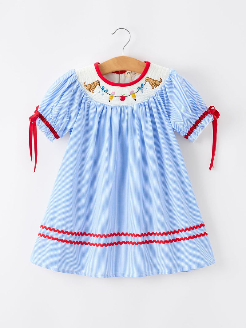 Back To School Apple Pencil Embroidery Dress - 1