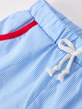 Back To School Apple Pencil Embroidery Boy Top Shorts Set - 4