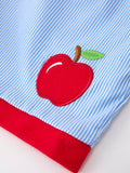 Back To School Apple Pencil Embroidery Boy Top Shorts Set - 5