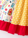 Girls Back To School Pencil Twirl Dress Ruffle Patchwork - 9