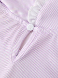 Pencil Applique Purple Girls Dress with Petals Collar & Ruffle Details - 5