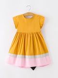 Back To School Pencil Girls Dress Color Block Bow Dress - 8