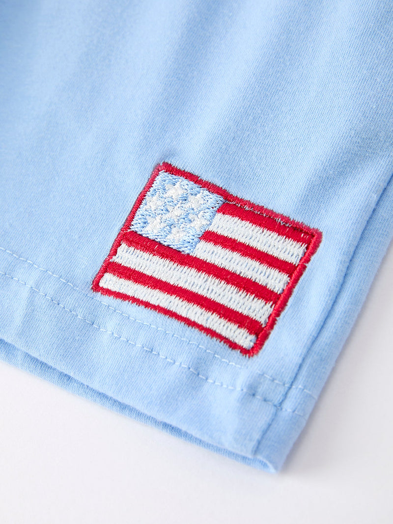 4th of July Flag Boys Short Sleeve Top Shorts Set - 4