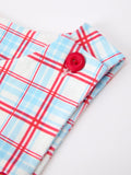 4th Of July Plaid Boys Romper Smocked Flag Button Strap - 3