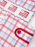 4th Of July Plaid Boys Romper Smocked Flag Button Strap - 4