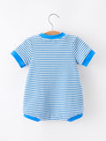 4th of July Flag Chenille Baby Boy Romper Blue Stripe - 2