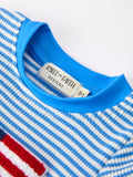 4th of July Flag Chenille Baby Boy Romper Blue Stripe - 3