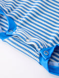 4th of July Flag Chenille Baby Boy Romper Blue Stripe - 5