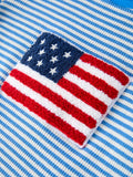 4th of July Flag Chenille Baby Boy Romper Blue Stripe - 6