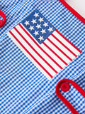 4th of July Flag Chenille Baby Girl Romper Plaid - 3