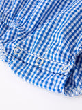 4th of July Flag Chenille Baby Girl Romper Plaid - 4