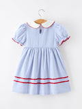 Back to School Apple Chenille Girls Dress Petals Collar - 2