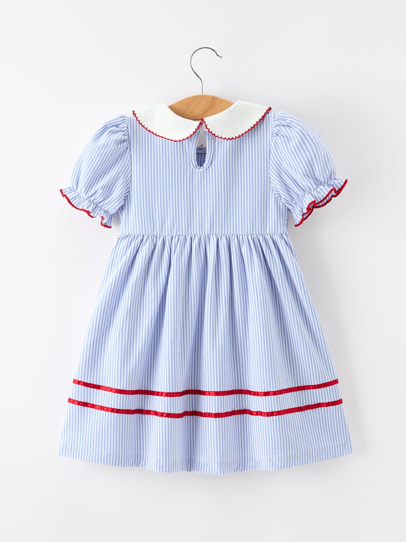 Back to School Apple Chenille Girls Dress Petals Collar - 2