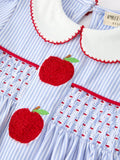 Back to School Apple Chenille Girls Dress Petals Collar - 5