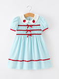 Back to School Apple Applique Girls Dress Petals Collar Bow - 1