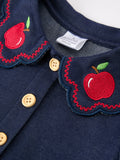 Back to School Apple Applique Girls Dress Petals Collar - 3