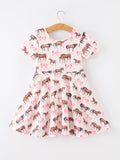 Girls Western Horse Print Twirl Dress Short Sleeve - 6