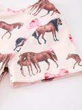 Girls Western Horse Print Twirl Dress Short Sleeve - 9