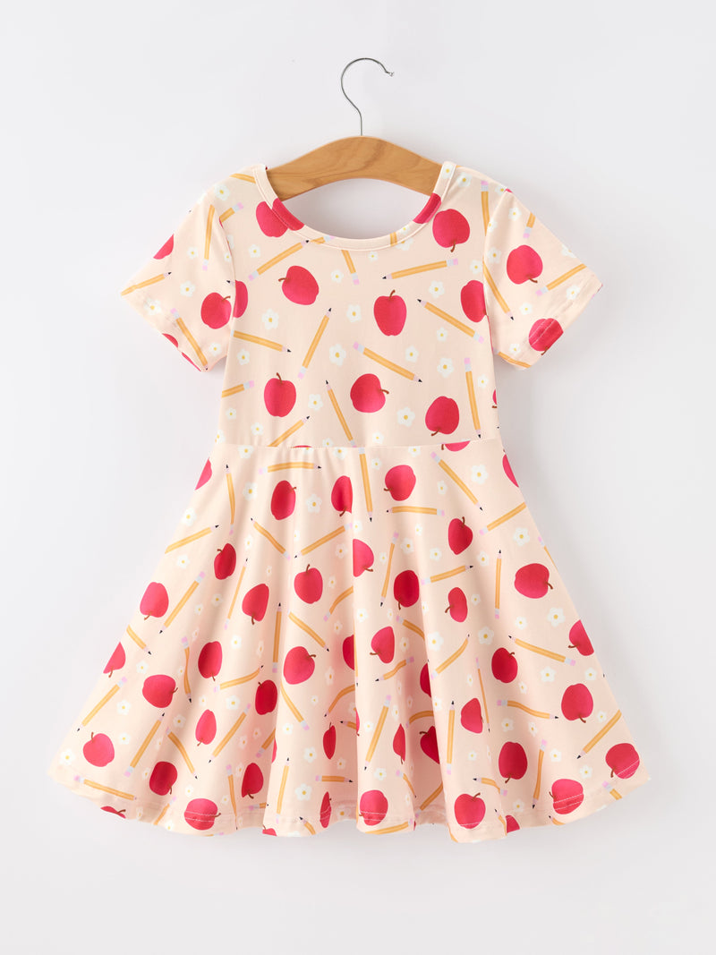 Girls Back To School Apple Pencil Twirl Dress - 2