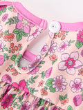 Pink Floral Bow Petals Collar Girls Romper - 4