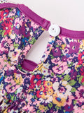 Purple Floral Bow Petals Collar Girls Dress - 10