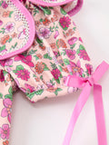 Pink Floral Bow Petals Collar Girls Dress - 3
