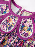 Purple Floral Bow Petals Collar Girls Romper - 8