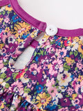 Purple Floral Bow Petals Collar Girls Romper - 7