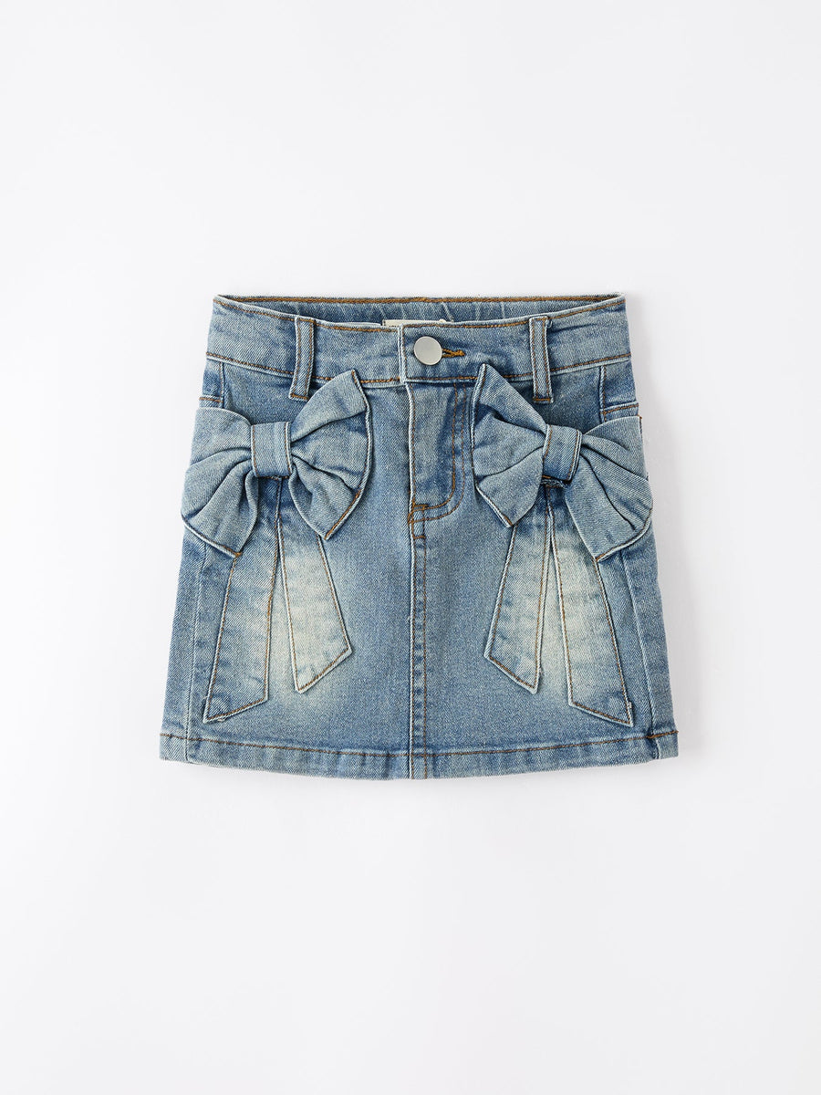 Denim Bow Girls Skirt