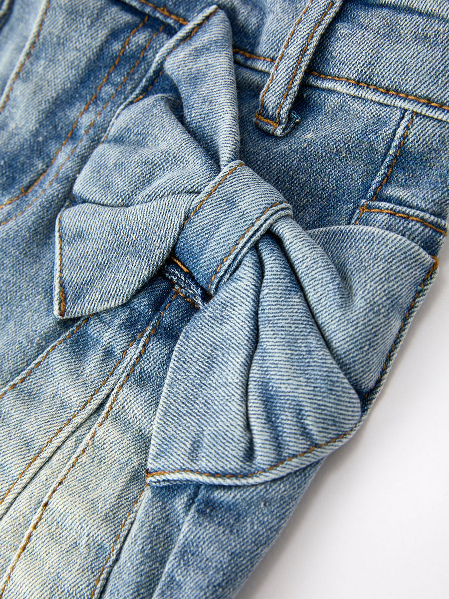 Denim Bow Girls Skirt