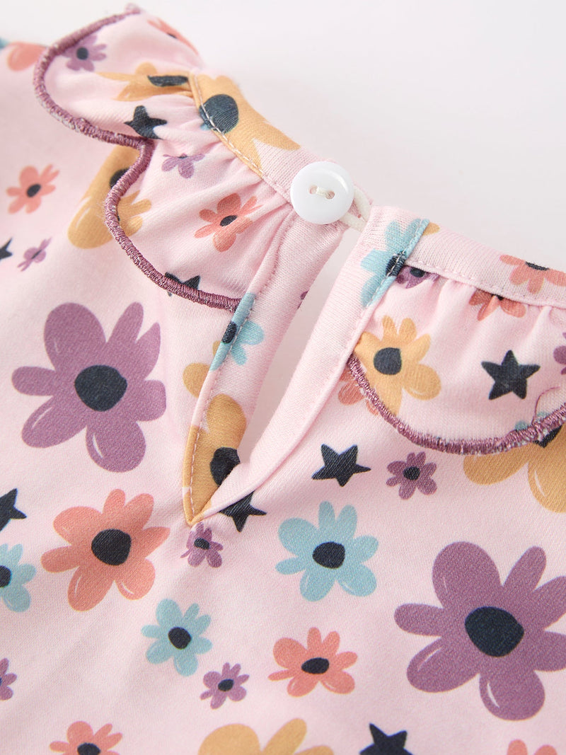 Halloween Thanksgiving Pumpkin Floral Bow Bloomer Set - 6