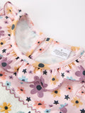 Halloween Thanksgiving Pumpkin Floral Bow Girls Dress - 3