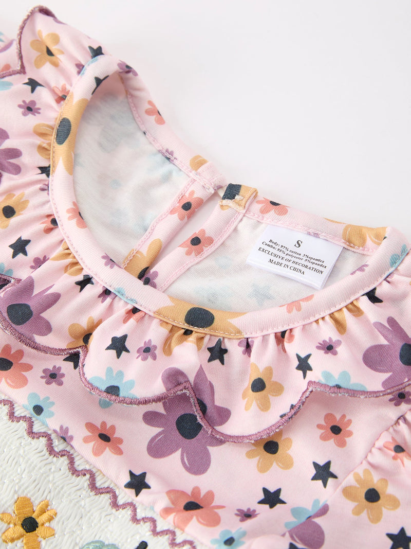 Halloween Thanksgiving Pumpkin Floral Bow Girls Dress - 3
