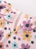 Halloween Thanksgiving Pumpkin Floral Bow Girls Dress - 5