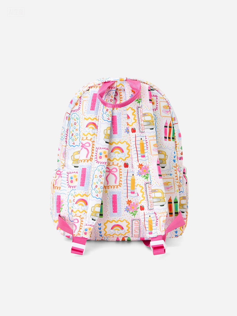 Back to School Print Girls Backpack Ruffle Bag - 3