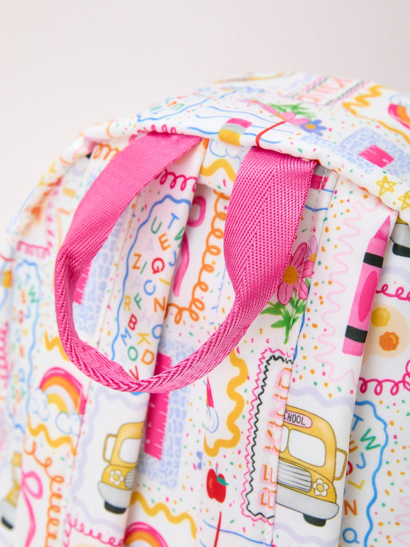 Back to School Print Girls Backpack Ruffle Bag - 5