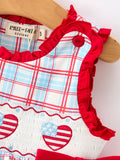 4th of July Plaid Flag Heart Girl Dress With Bow - 5