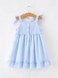 Whale Embroidered Smocked Seersucker Girls Dress - 2