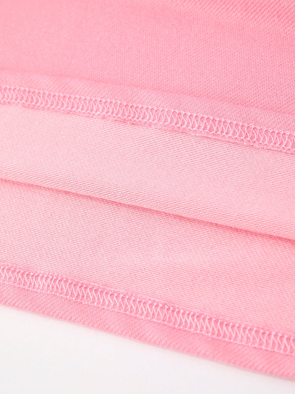 Pink Pencil Embroidered Puff sleeved Back To School Girls Dress