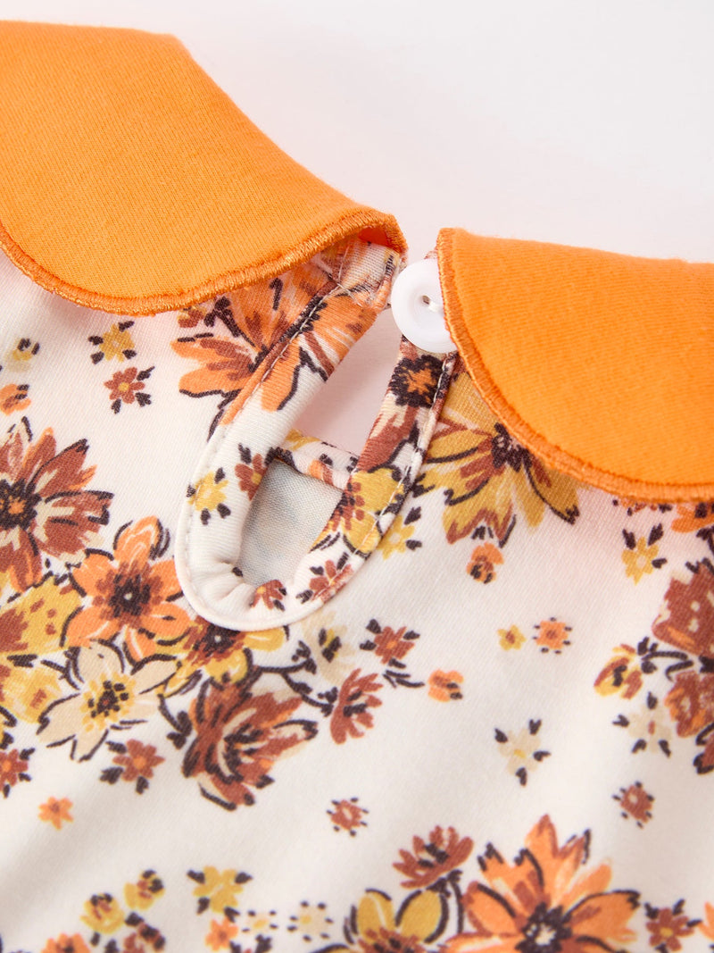 Fall Orange Floral Baby Bubble Petals Collar - 4