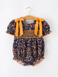 Fall Orange Floral Baby Bubble - 1
