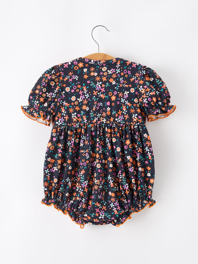Fall Orange Floral Baby Bubble - 2