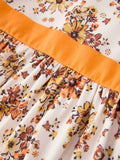 Fall Orange Floral Girl Dress Petals Collar - 3